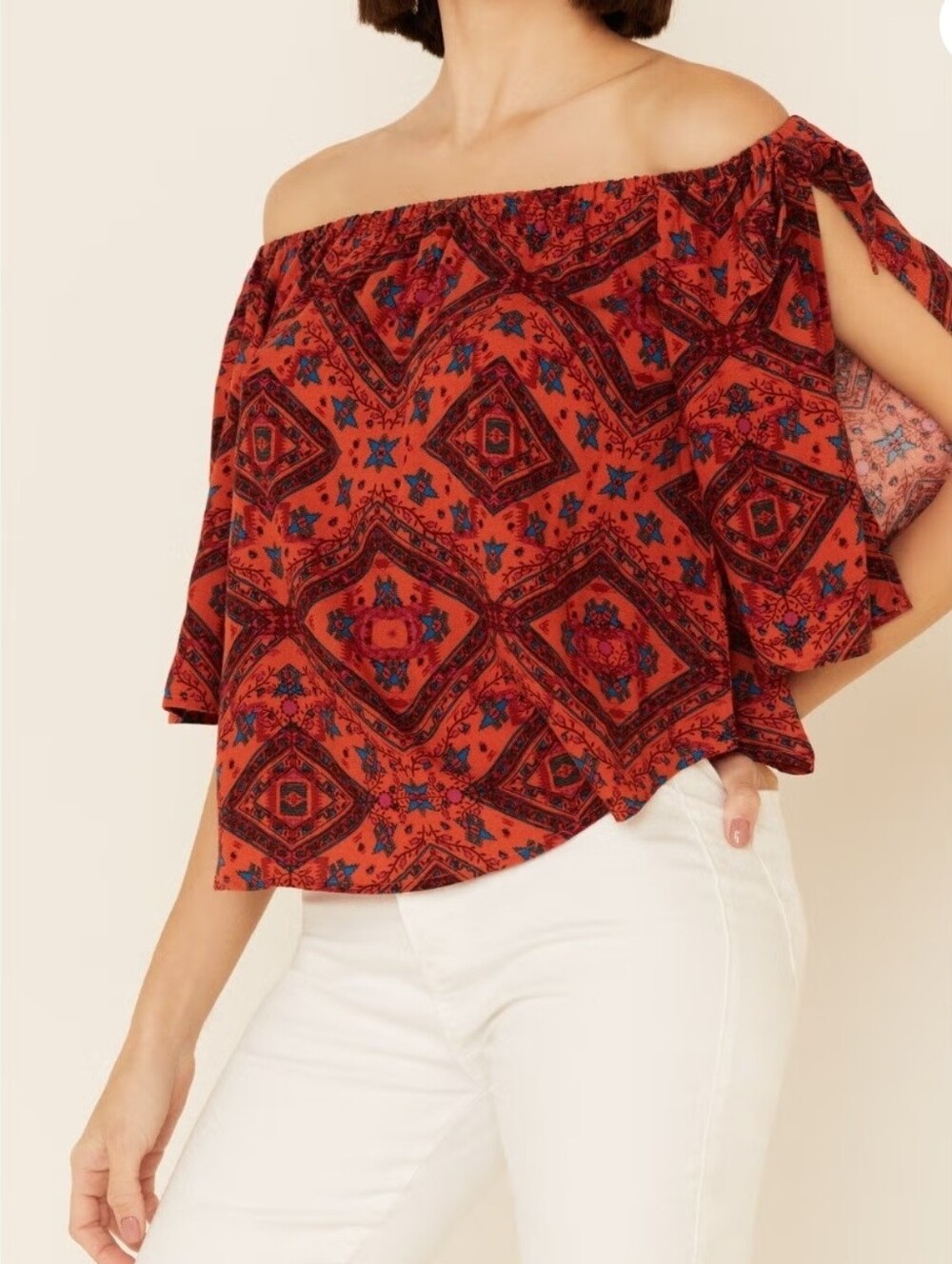 Shyanne Off Shoulder Flutter Sleeve Western Top - Picture 2 of 9
